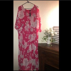 A nice long Hot pink dress with white flowers